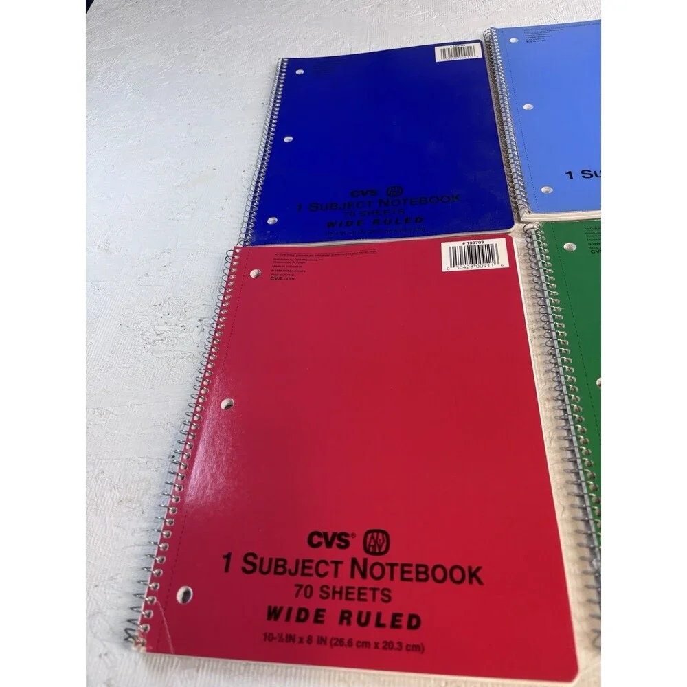 Vintage 1999 CVS Pharmacy 1 Subject Wide Ruled Spiral Notebook Lot  6 NOS School